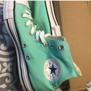 New in box teal converse high top